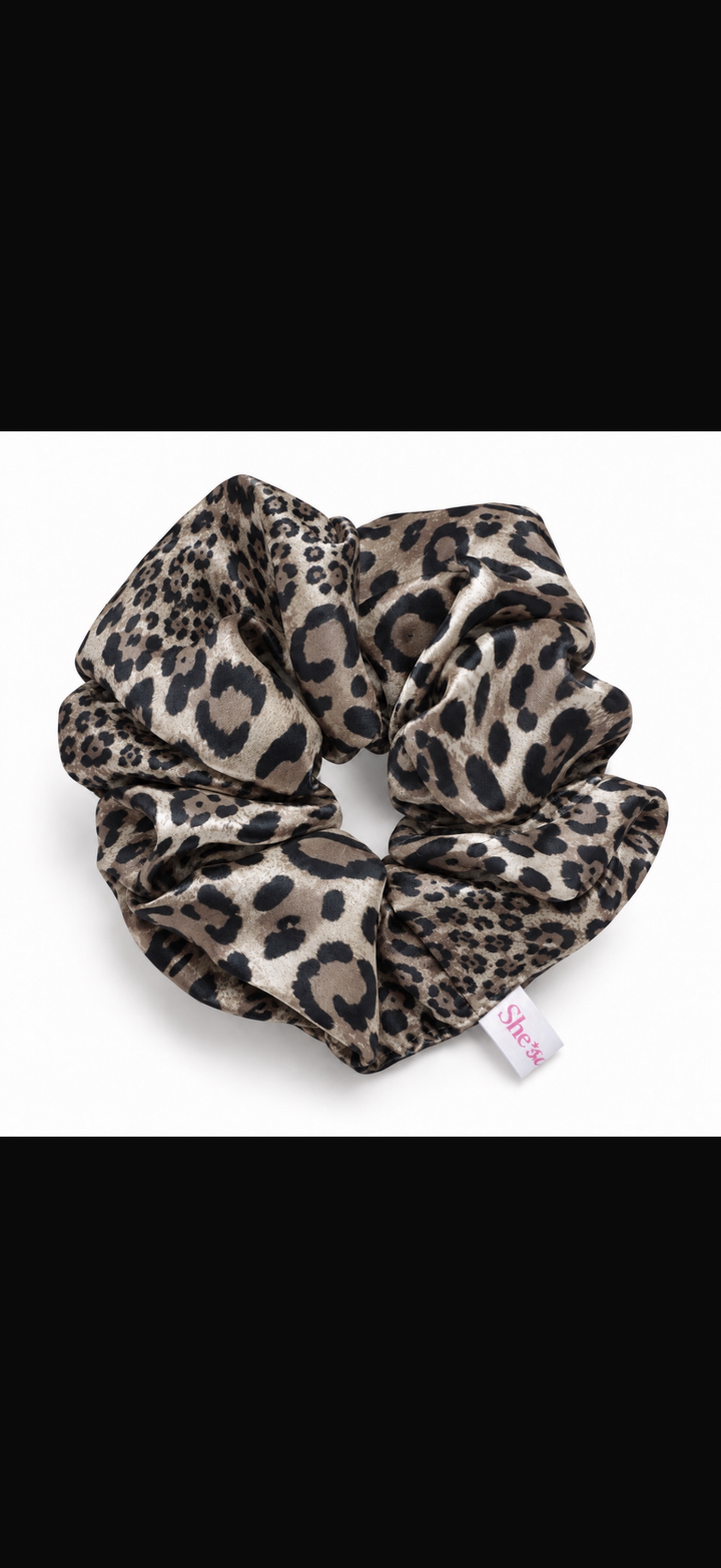 Leopar Desenli XL Saten Scrunchie