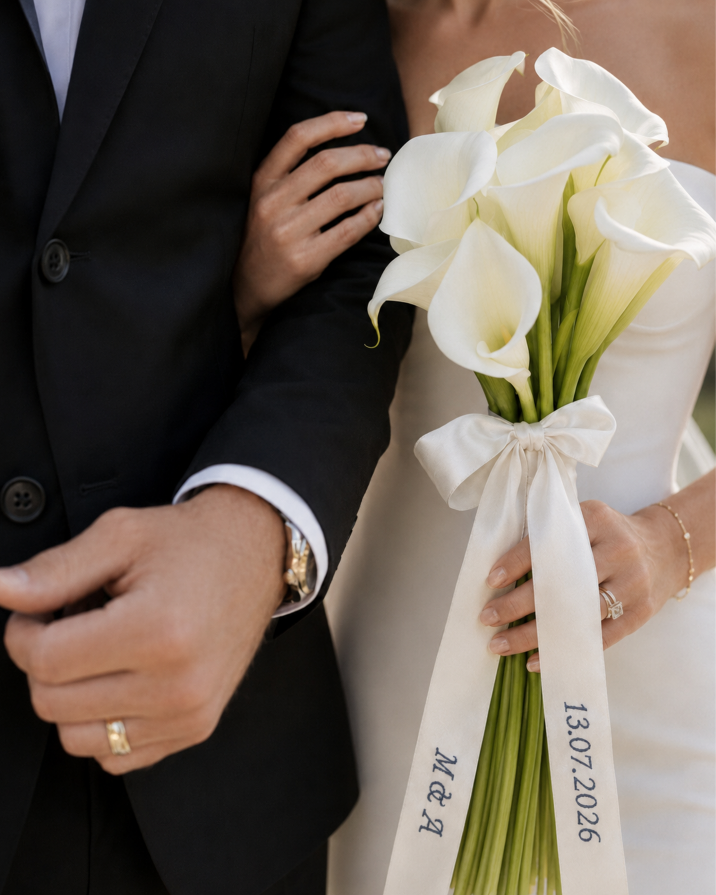 İsme Özel Nakışlı Saten Gelin Buketi Kurdelesi – Wedding Collection