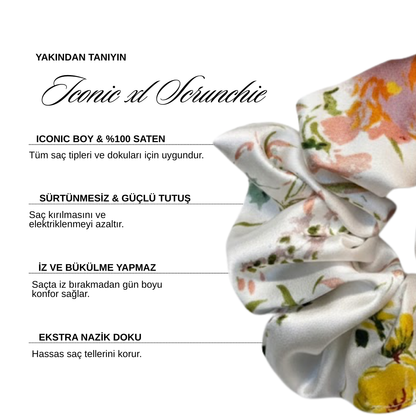 Goddess in Oasis Serisi: Çiçek Desenli XL Saten Toka