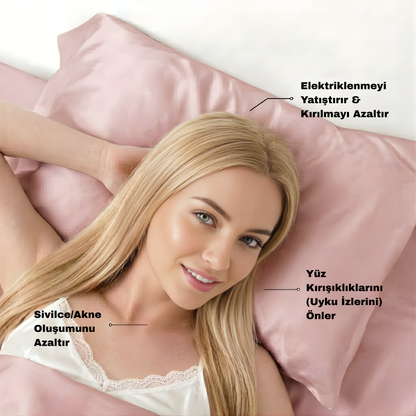 Fiona– Premium Düz (İşlemesiz) Saten Güzellik Yastık Kılıfı