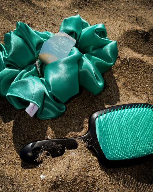 Emerald XL Saten Scrunchie — Mermaid Society Limited Collection