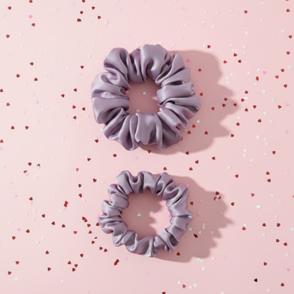 Lilac Satin Scrunchie Duo | Vegan Saten İkili Saç Tokası