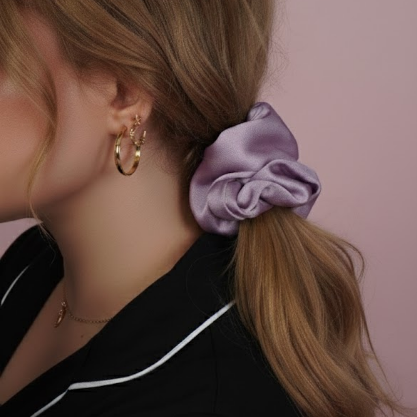 Lilac Satin Scrunchie Duo | Vegan Saten İkili Saç Tokası