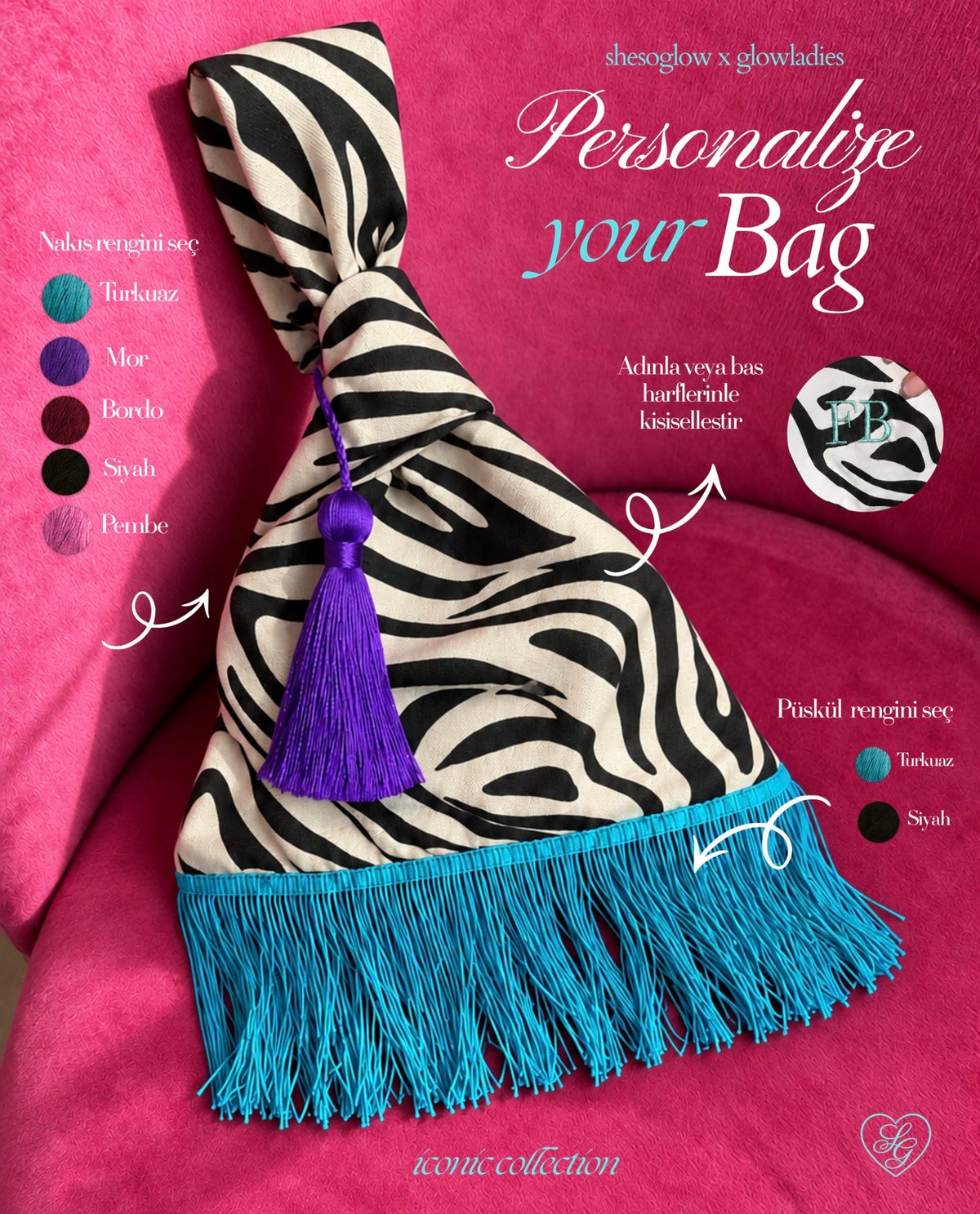 The Zaza Knot Bag — Kişiye Özel Zebra Japon Çanta