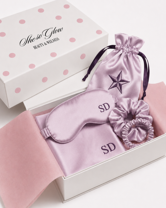 Lilac Edition Kişiye Özel 5 Parça Premium Vegan Saten Güzellik Uyku Seti