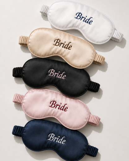Bride Nakışlı Kişiye Özel Saten Uyku Göz Bandı – Wedding Collection