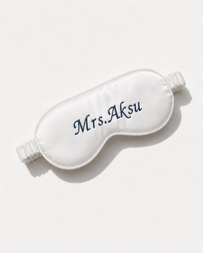 Mrs. Nakışlı Kişiye Özel Saten Uyku Göz Bandı – Wedding Collection
