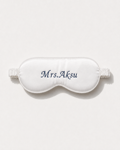 Mrs. Nakışlı Kişiye Özel Saten Uyku Göz Bandı – Wedding Collection