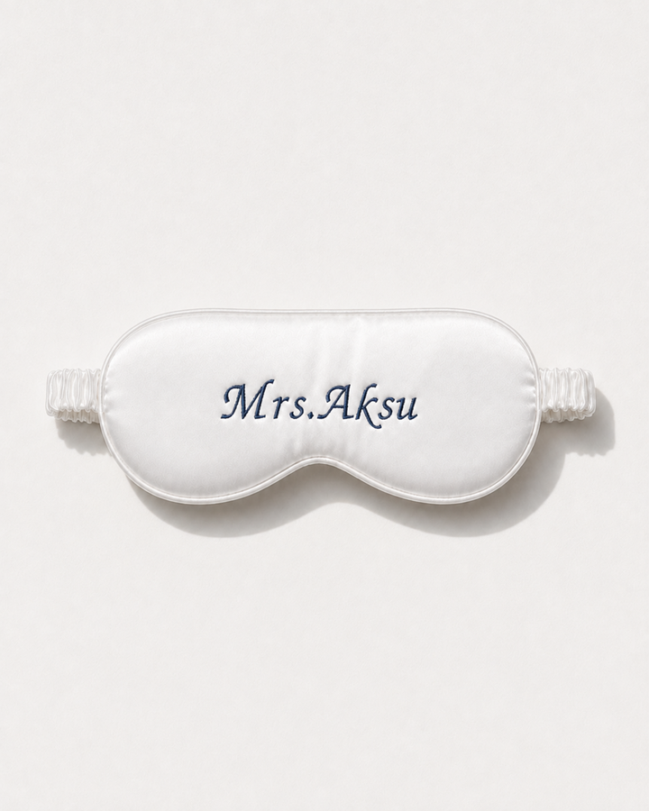 Mrs. Nakışlı Kişiye Özel Saten Uyku Göz Bandı – Wedding Collection